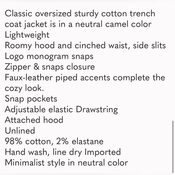 Maje Gangzyum Hooded trench Windbreaker barn chore Jacket Preppy. 2/L or XL - Picture 15 of 16